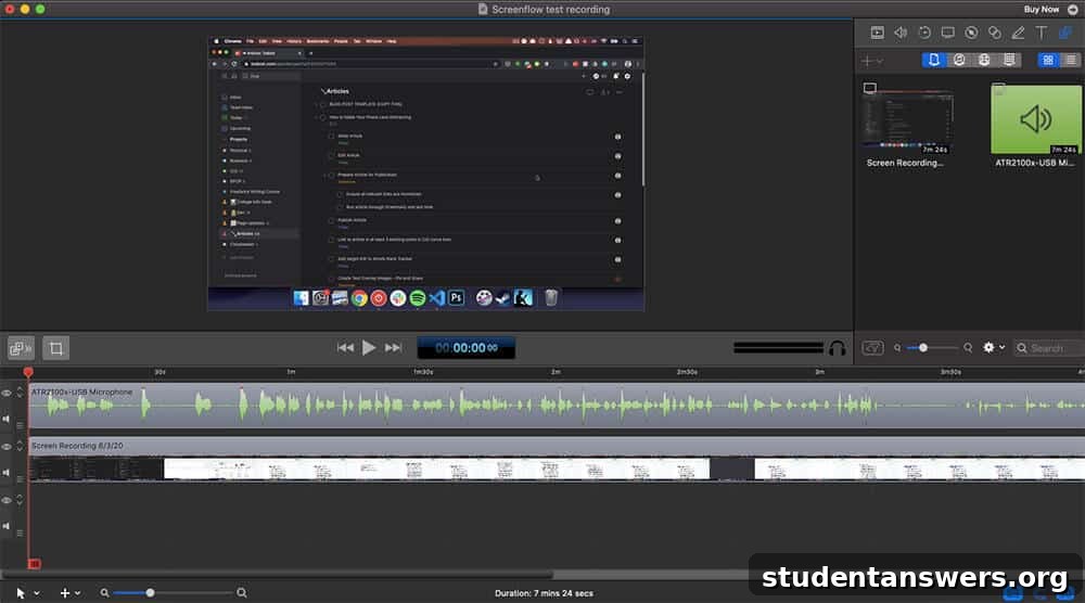 ScreenFlow interface, a leading screen recorder and editor for macOS