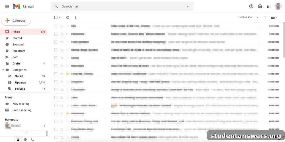 The user interface of the Gmail web client