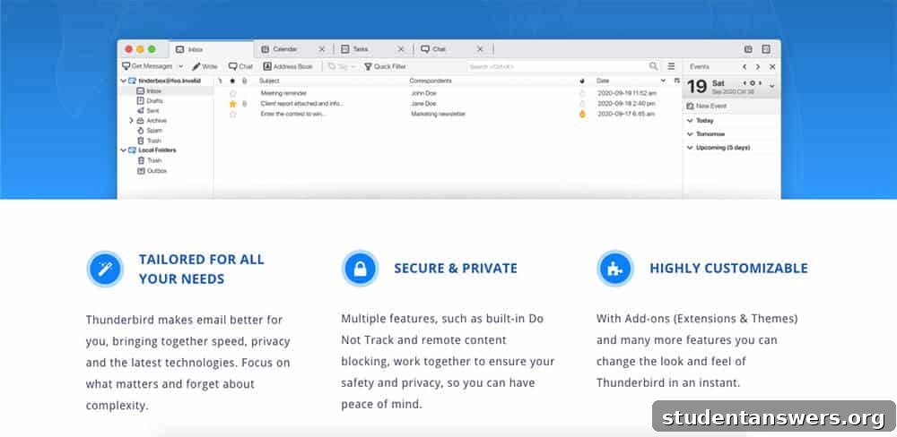 A screenshot of the Thunderbird email client interface