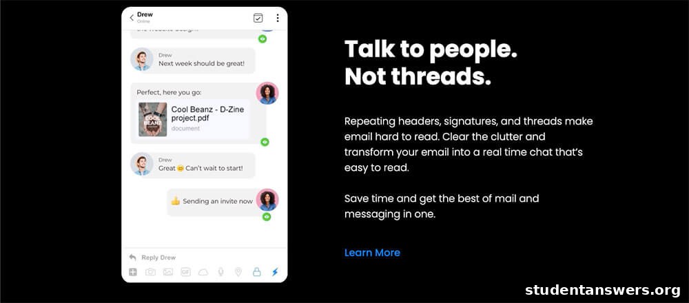 A screenshot of the Spike conversational email app