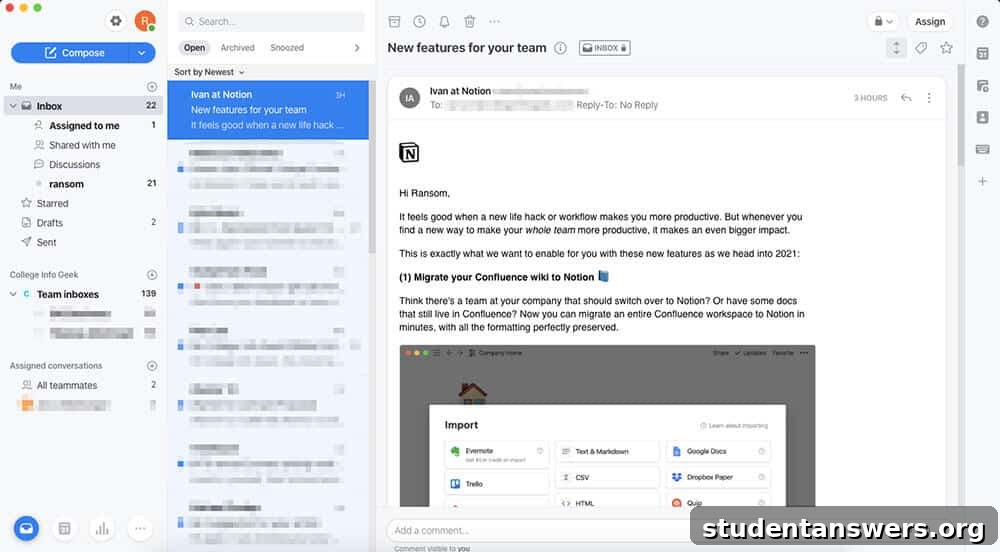 Screenshot of the Front collaborative email app interface