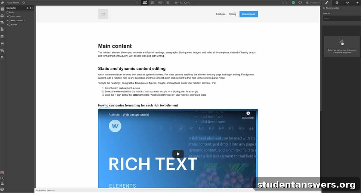 The advanced Webflow designer interface, showing detailed styling options for a website element.