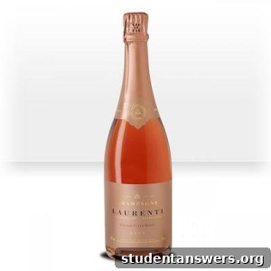 A bottle of Laurenti Grande Cuvée Rosée Champagne with its elegant pink hue.