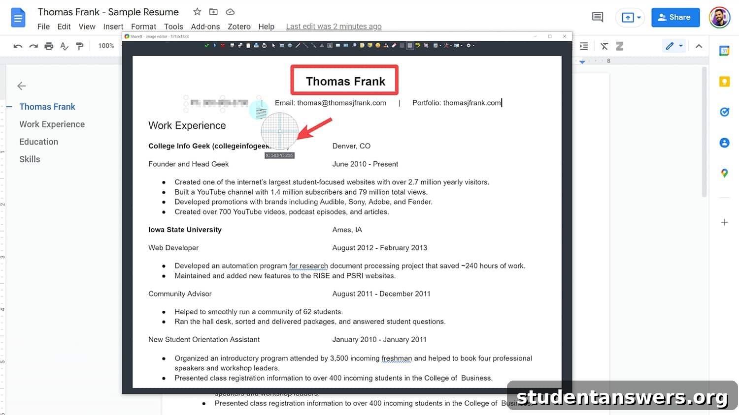 Annotating a screenshot within the powerful ShareX image editor