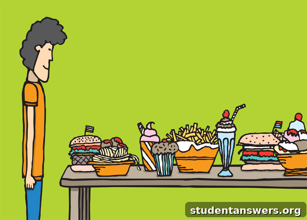 Man looking at a table full of delicious food, feeling hungry and indecisive.