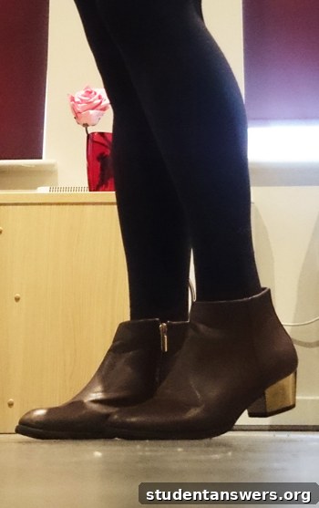 Review of brown ankle boots with gold metal heel detail