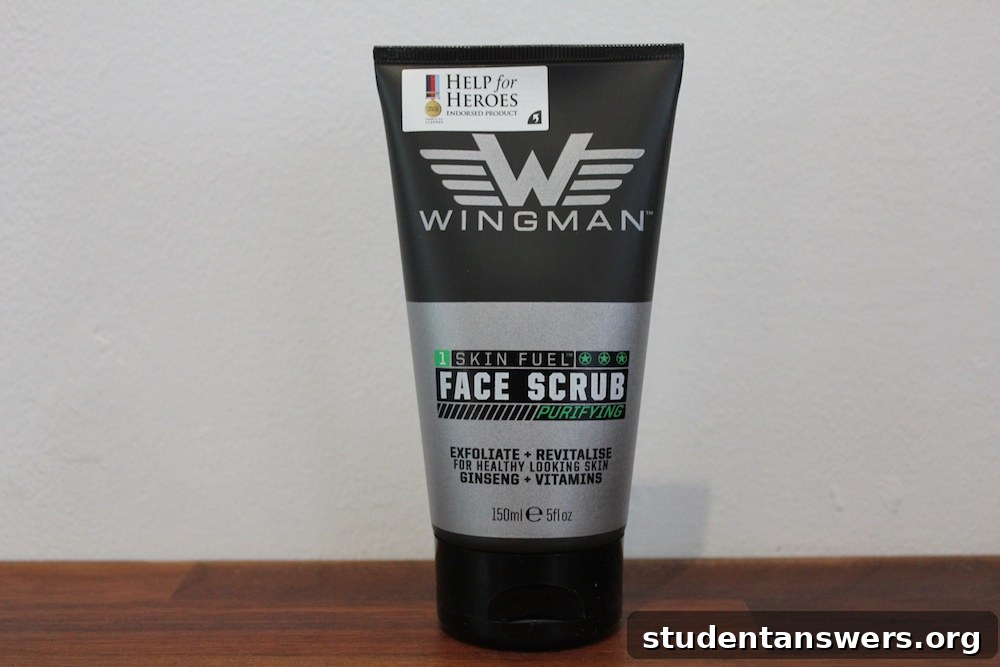 A tube of Wingman's purifying Face Scrub with Ginseng.