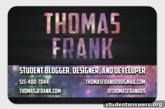 Final custom business card design with a wood texture background.