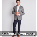 Front view of The Idle Man Slim Fit Tweed Blazer.