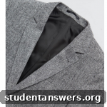 Detailed shot of the tweed fabric on the blazer.