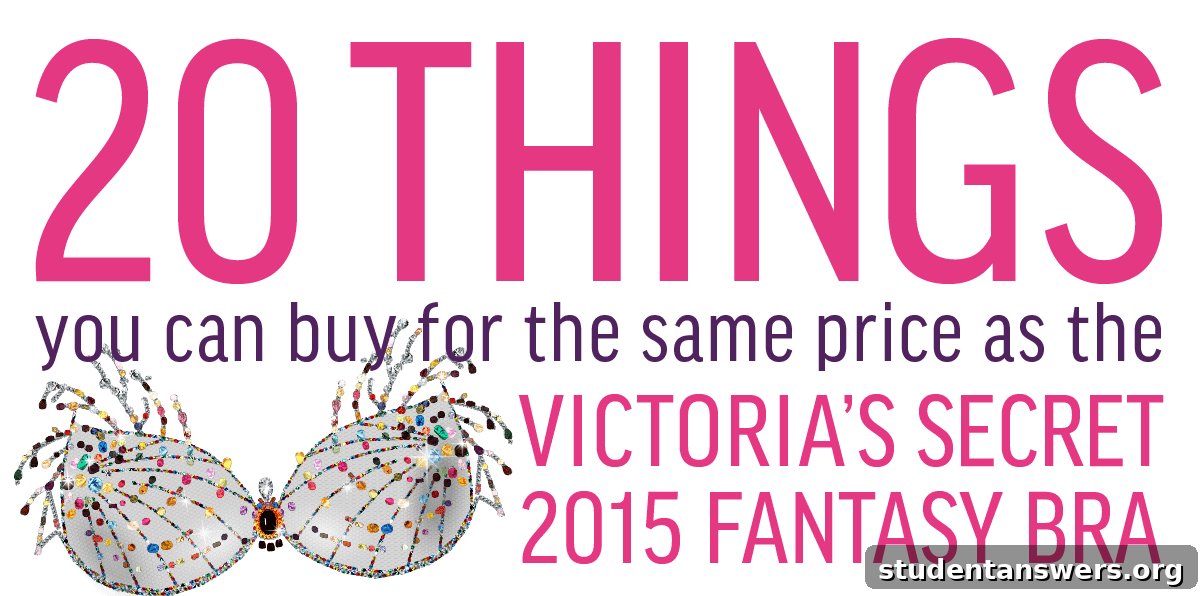 Infographic detailing the history and specifications of various Victoria's Secret Fantasy Bras over the years.