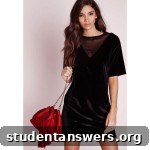 A trendy black velvet t-shirt dress with a sheer mesh neckline, combining comfort and style for the holidays.