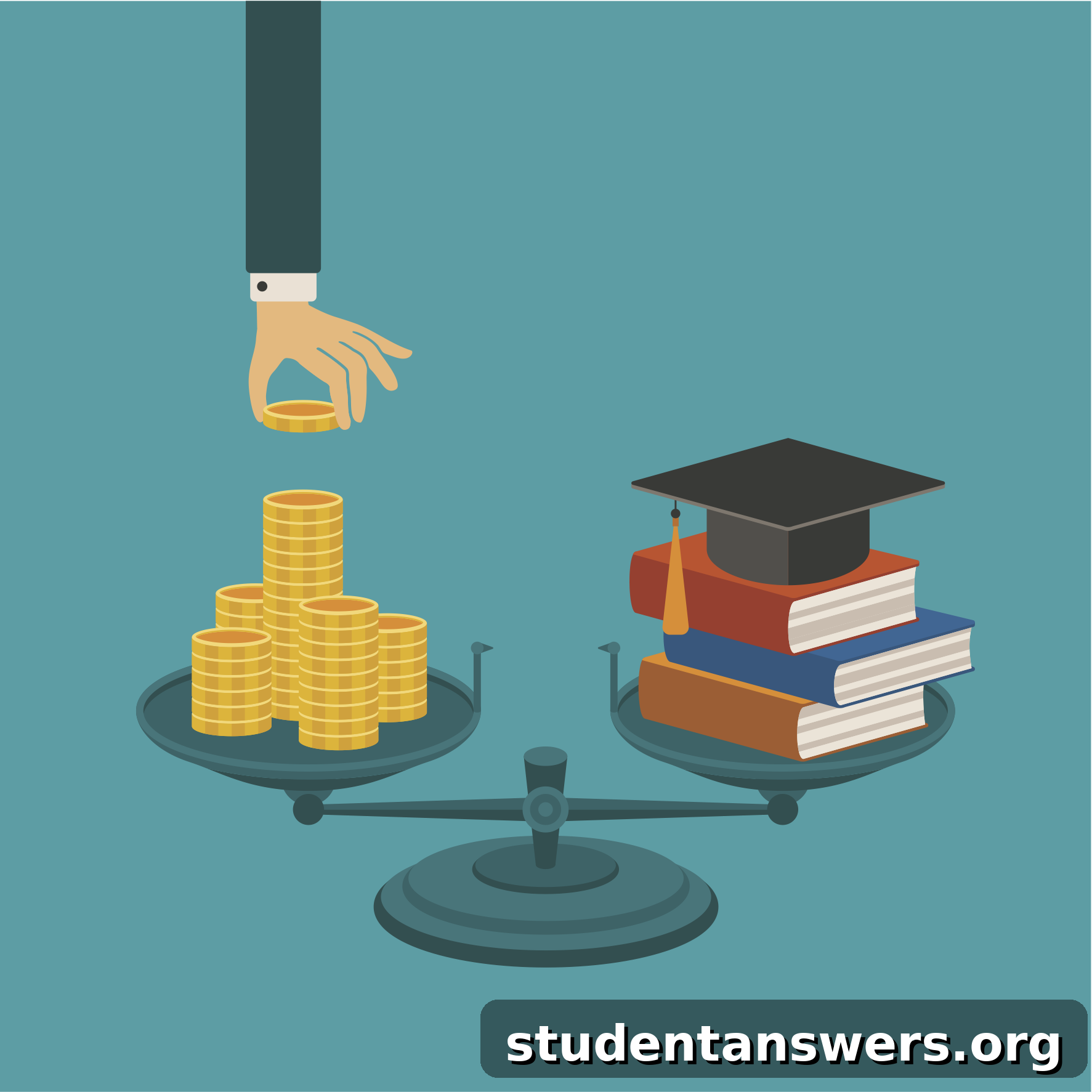 A student happily counting money at a desk, illustrating how to make money while studying