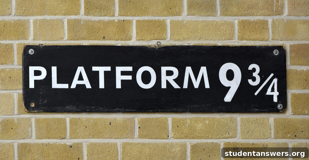 A magical train platform sign, symbolizing the world of Harry Potter
