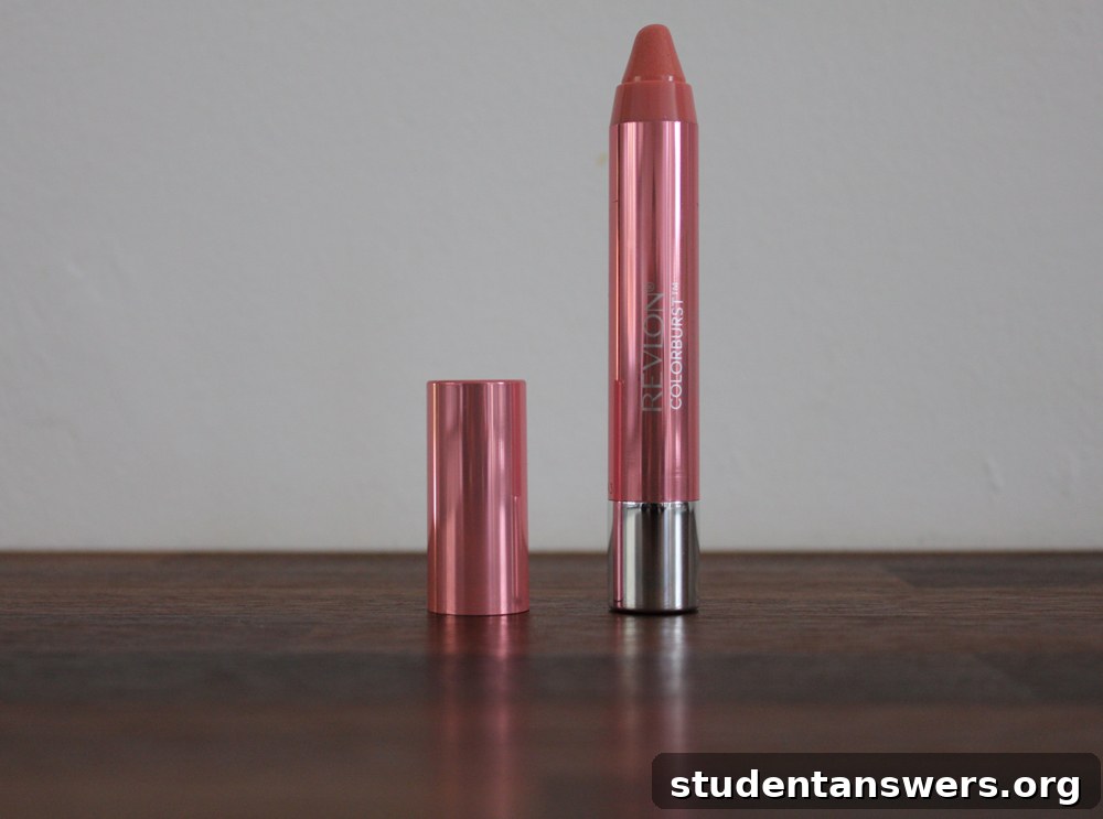 The Revlon Colorburst Lacquer Balm in a vibrant pink shade