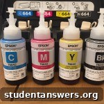 The four Epson ink bottles included with the ET-4500 printer.