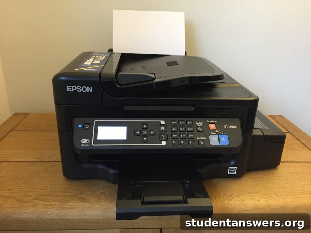 A front view of the Epson ET-4500 EcoTank printer.