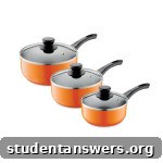 A bright orange 3-piece saucepan set from Aldi's Crofton range.