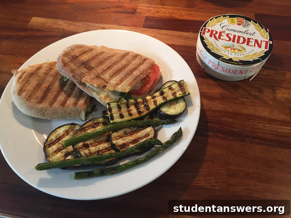 A perfectly toasted and grilled panini sandwich fresh off the press