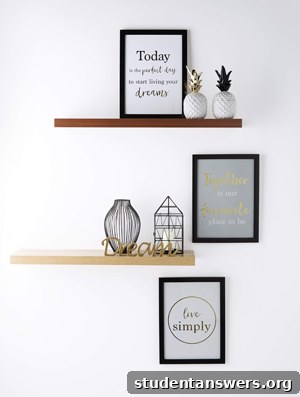 Modern white ladder shelves and floating shelves used for stylish home storage.