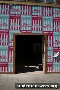The unique storefront of Urban Outfitters Camden, showcasing its blend of modern retail and historic architecture.