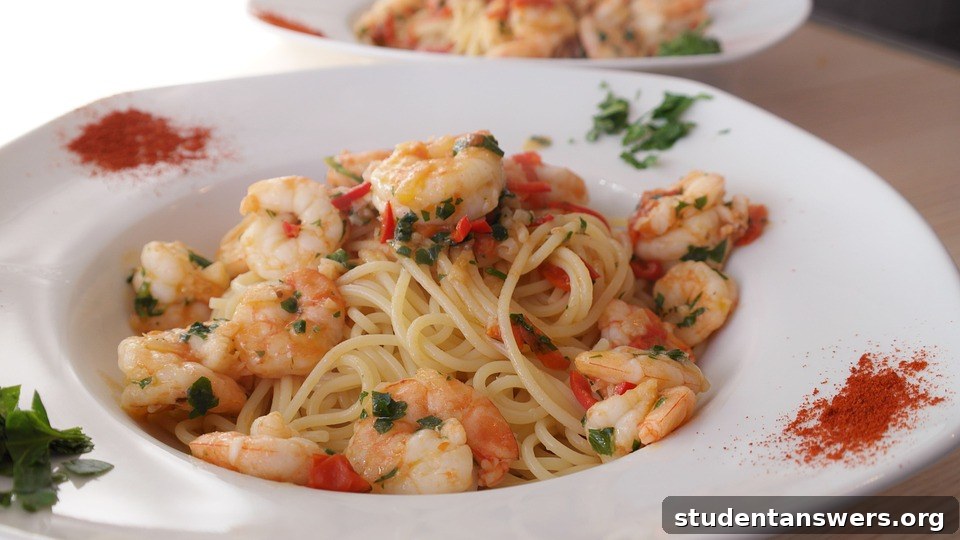 A bowl of delicious shrimp scampi linguine pasta