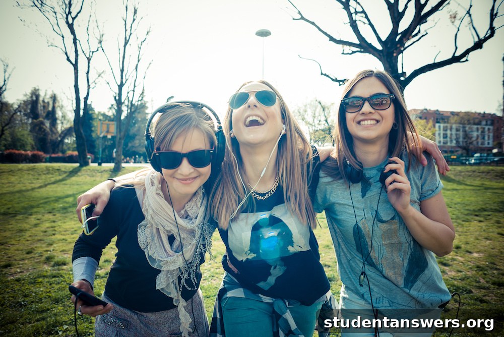 A group of happy students socialising in a vibrant London setting