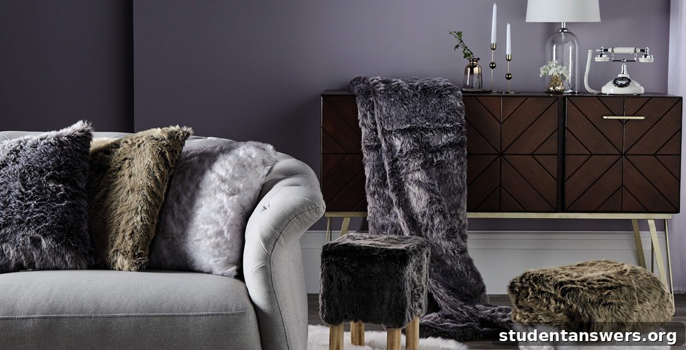 A cozy student living room with soft lighting and winter decor