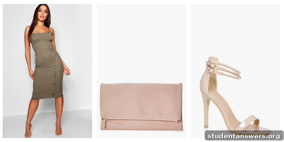 Example of a complete outfit from the Boohoo Meal Deal, including a dress, shoes, and bag