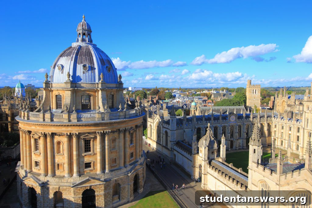 A panoramic view of Oxford University colleges and spires