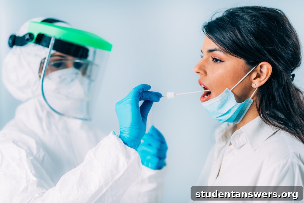 Scientist in a lab looking at a test tube