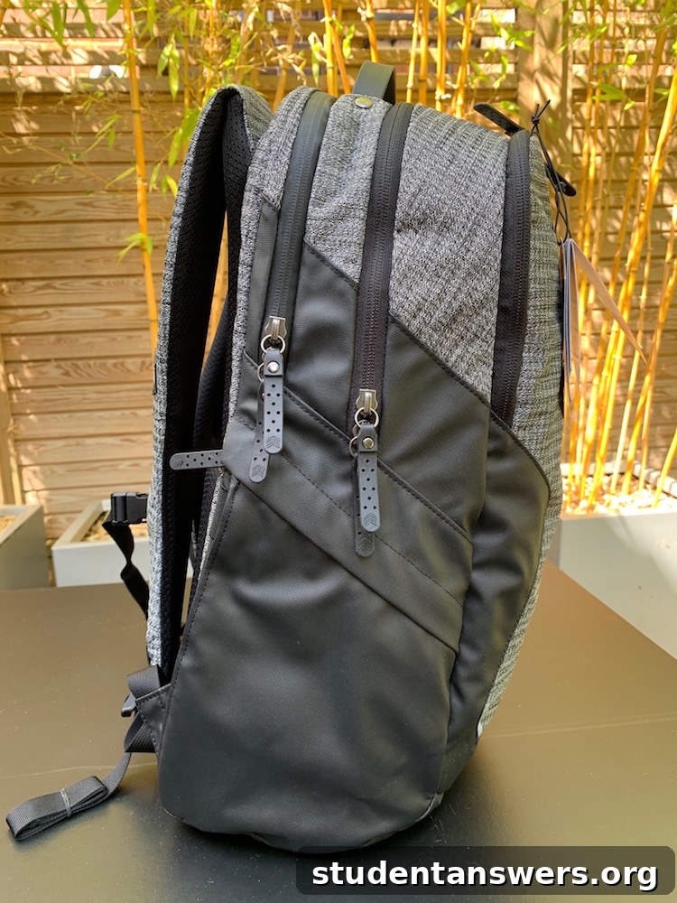 Angled view showcasing the side pocket and overall shape