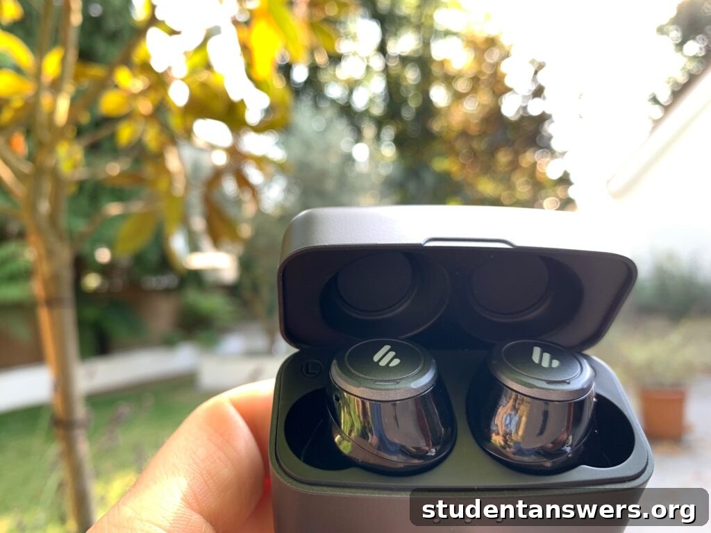 The full Edifier TWS5 package including earbuds, case, and accessories