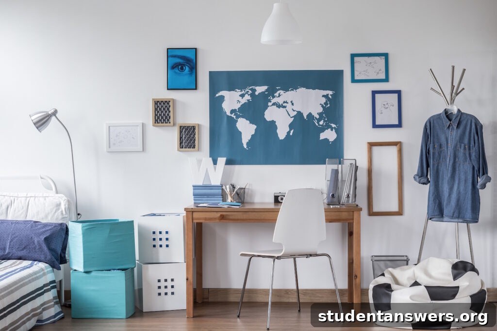A modern and clean student accommodation apartment living room.